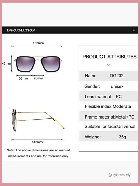 Vintage Aviator Square Sunglasses Gold Frame Retro Tony Stark Design